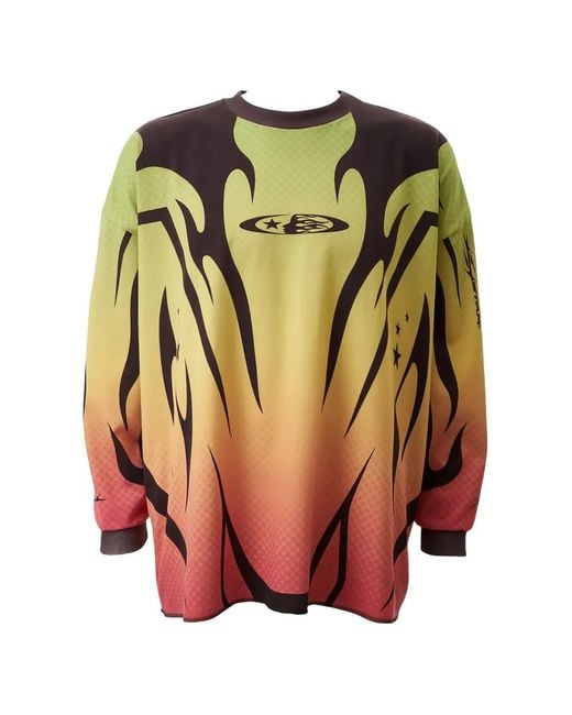 HELLSTAR Yellow Moto Flame-Print T-Shirt for men