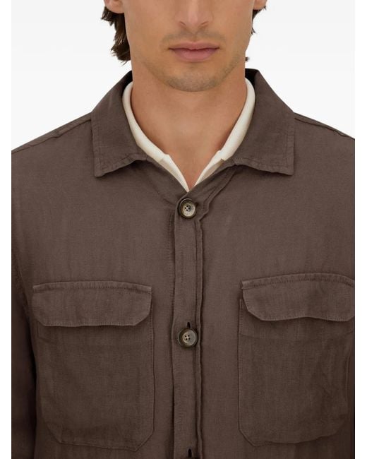 Herno Brown Flap-Pocket Shirt Jacket for men