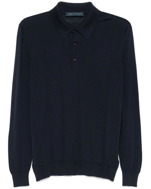 メンズ Kiton ファインニット ポロシャツ Blue