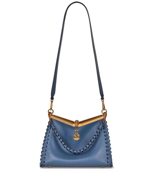 Etro Blue Light Vela Medium Bag With Thread Work