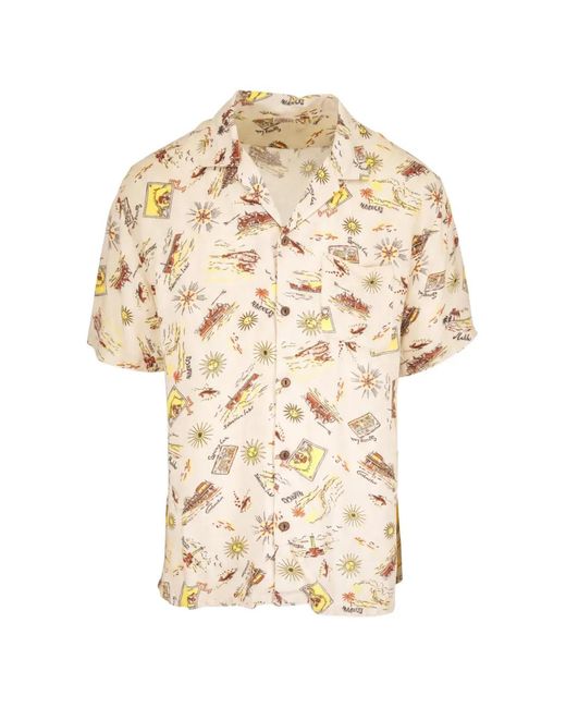 Faherty Brand White Kona Camp Graphic-Print Short-Sleeve Shirt for men