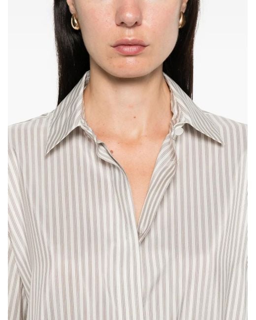 The Row White Vanda Striped Long-Sleeve Shirt
