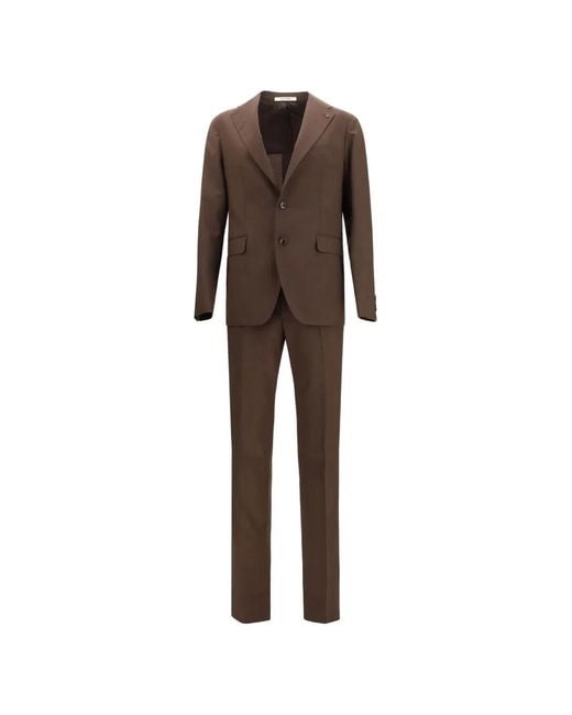 Tagliatore Brown Single-Breasted Wool Suit for men