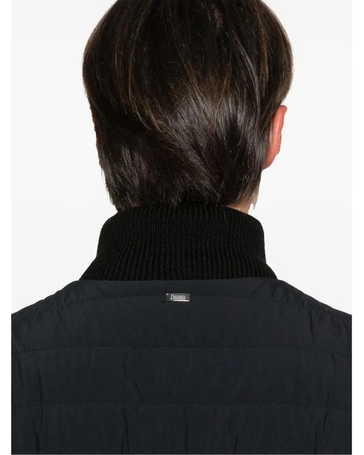 Herno Black Nylon And Wool Bomber Jacket for men