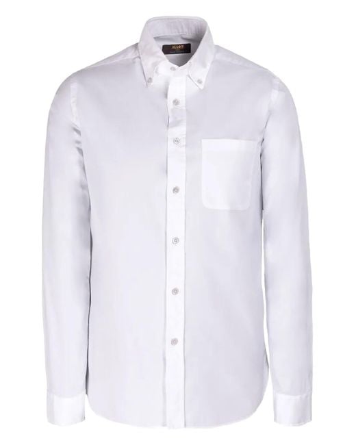 Moorer White Chest-Pocket Button-Down Shirt for men