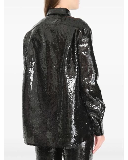Alberta Ferretti Black Sequinned Shirt