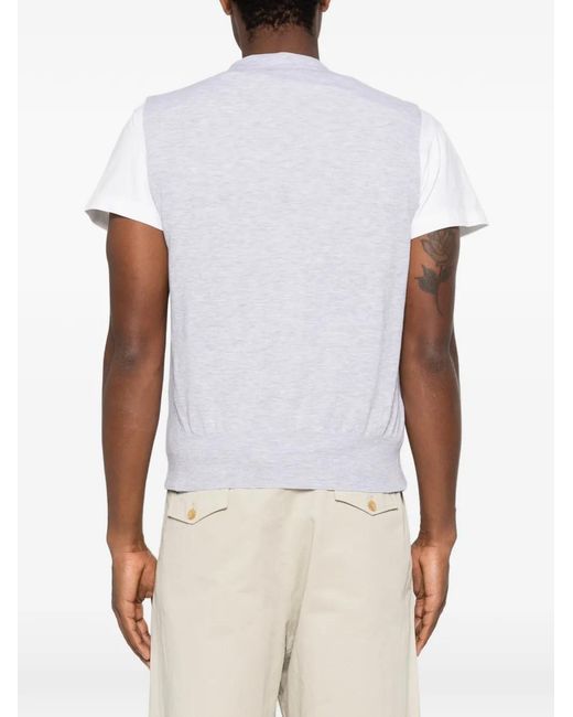 Fileria White V-Neck Buttoned Knitwear for men