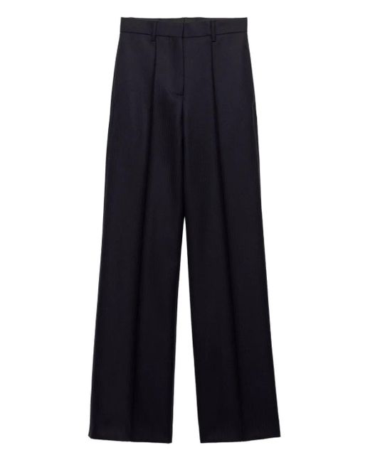 Prada Blue Fischgräten-Hose mit Triangel-Logo