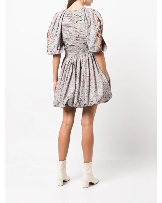 Vestido fruncido con mangas farol Ulla Johnson de color Gray