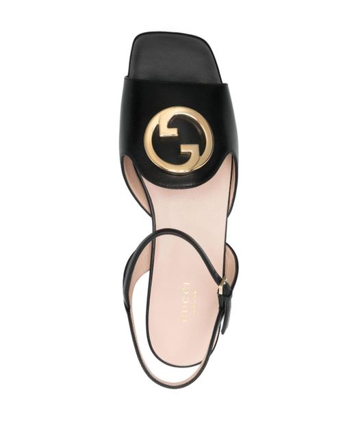 Gucci Black Interlocking G-logo Leather Sandals