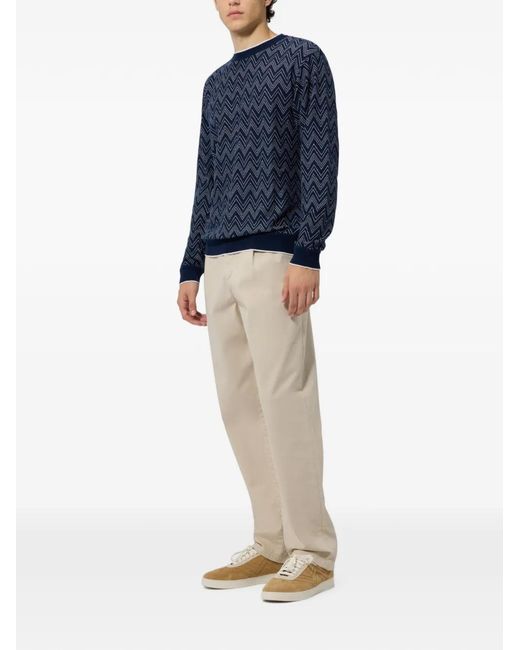 Missoni Blue Pull En Cachemire À Motif Zig-Zag for men