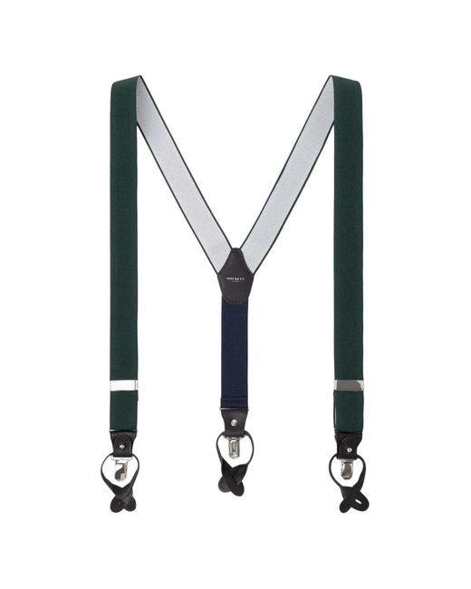 Hackett White Leather-Trim Ribbed Braces for men