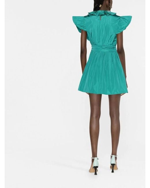 Alberta Ferretti Blue Bow-Detail Flared Dress