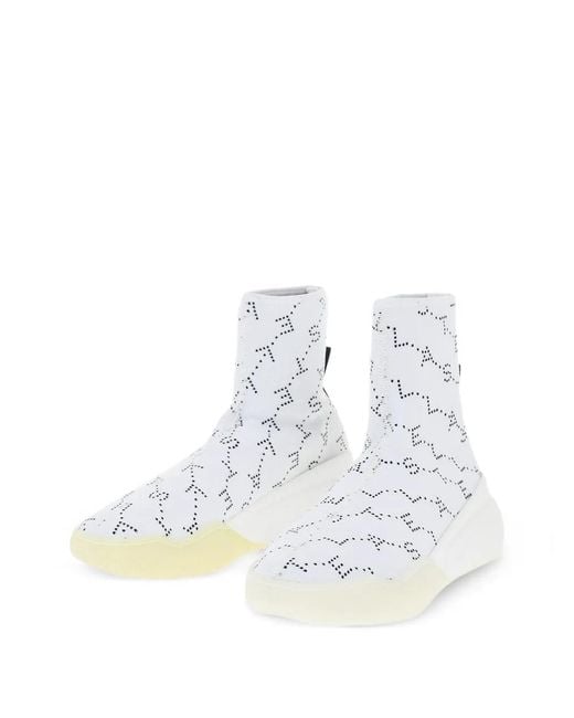 Stella McCartney White Loop Monogram-Pattern Sneakers