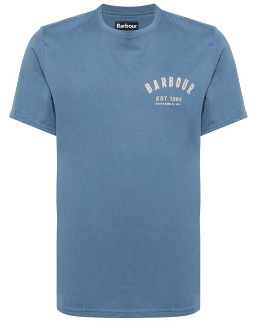 Barbour Blue Logo-print Cotton T-shirt for men