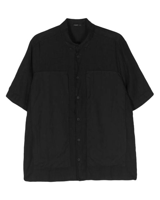 Transit Black Decorative-Stitching Shortsleeve Shirt for men