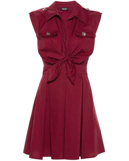 Liu Jo Red Pleated-skirt Cotton Dress