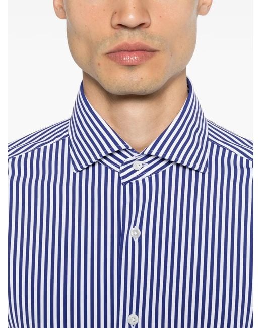Barba Napoli Blue Striped Long-Sleeve Shirt for men