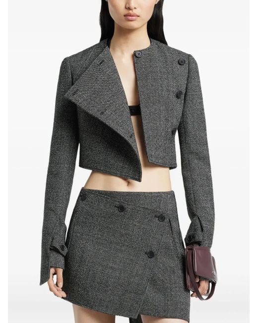Courreges Gray Asymmetrically Buttoned Jacket