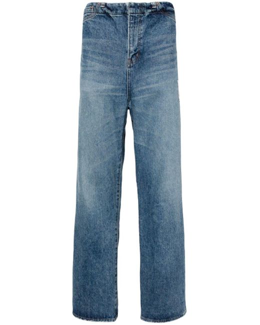Maison Mihara Yasuhiro Gerade High-Waist-Jeans in Blue für Herren
