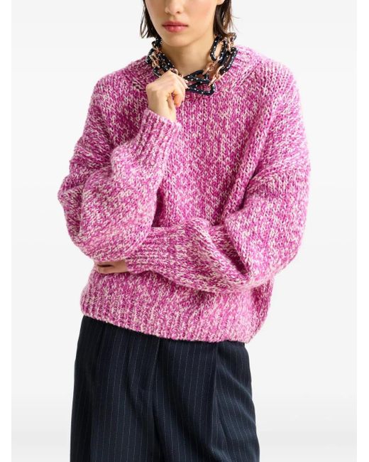 Essentiel Antwerp Pink Izura Ribbed-Trim Sweater