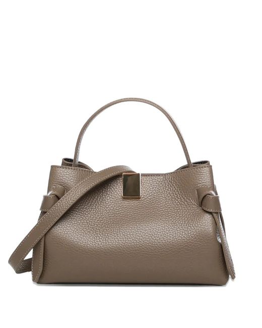 Yuzefi Brown Mini Gyoza Leather Tote Bag