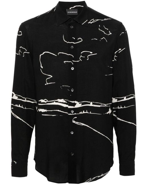 EMPORIO ARI - Camicia Stampata di Emporio Armani in Black da Uomo