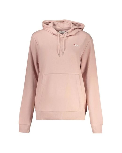 Fila Pink Logo-Patch Drawstring Hoodie