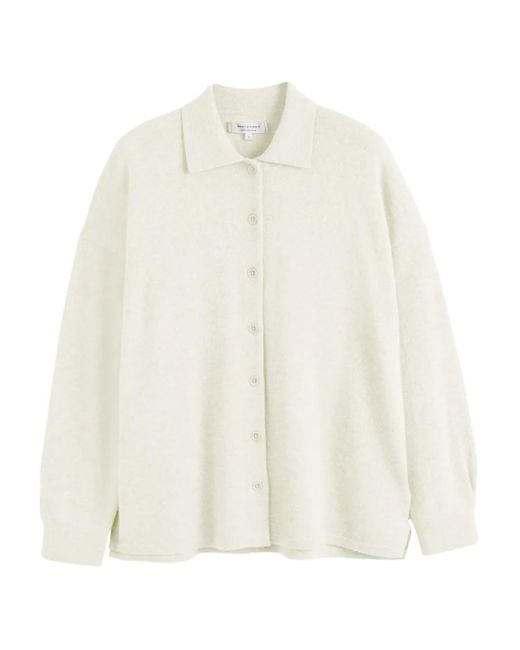 Cardigan Con Colletto Stile Polo di Chinti & Parker in White