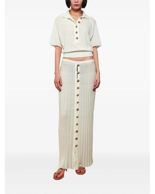 Christopher Esber Natural Pleated Buttoned Skirt