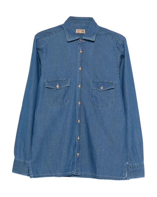 Barba Napoli Blue Chemise À Col Pointu for men