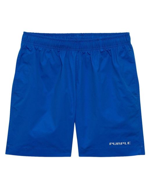 Purple Brand Blue Wordmark All Around Swim Shorts for men