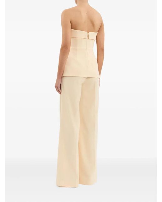 Rebecca Vallance Natural Strapless Double-Breasted Top
