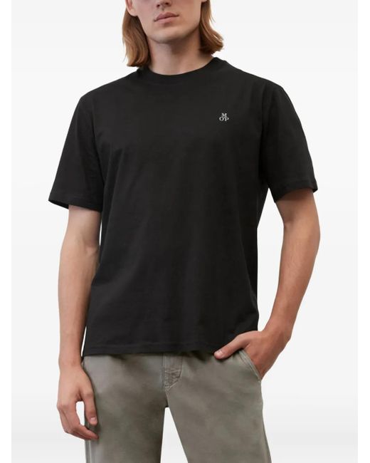 Marc O' Polo Black Logo-Embroidered T-Shirt for men