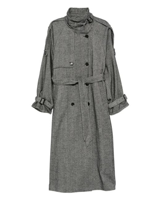 Gestuz ヘリンボーン ベルテッドコート Gray
