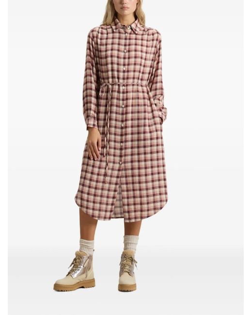Woolrich White Checked Flannel Shirt Midi Dress