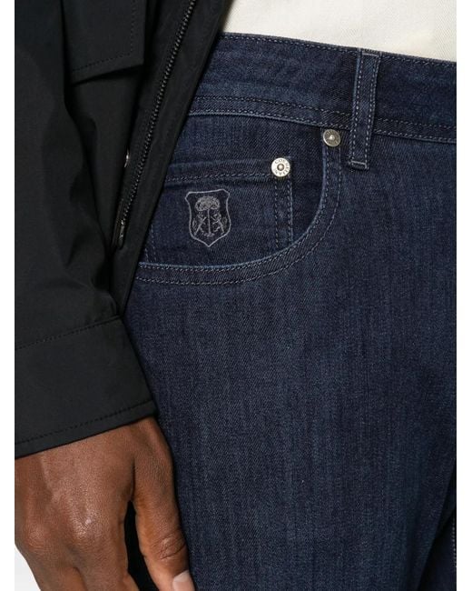 Corneliani Blue Logo-Embroidered Jeans for men