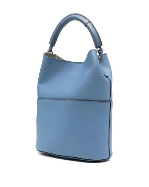 Furla Blue Small Sfera Top-Handle Leather Bucket Bag