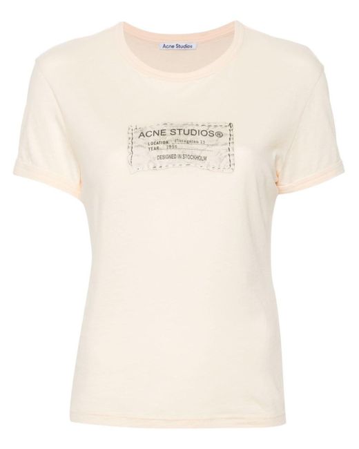 Acne Natural Logo-print Cotton T-shirt