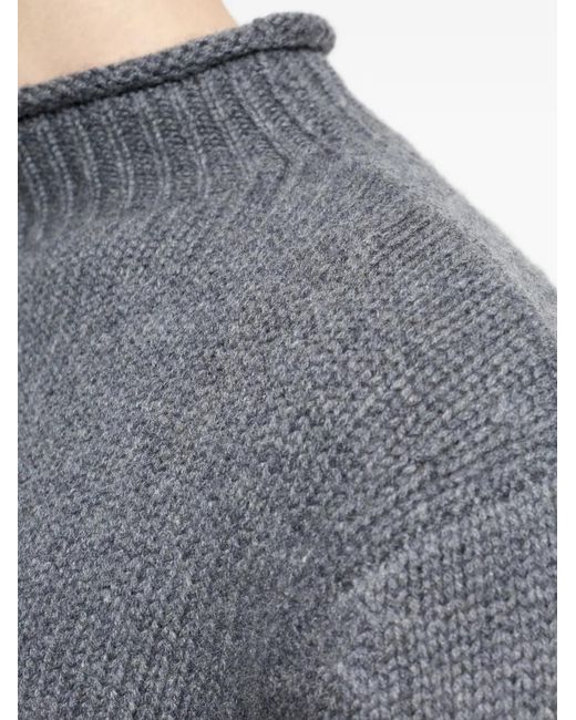 Lisa Yang Gray Sylvan High-Neck Ribbed Sweater for men