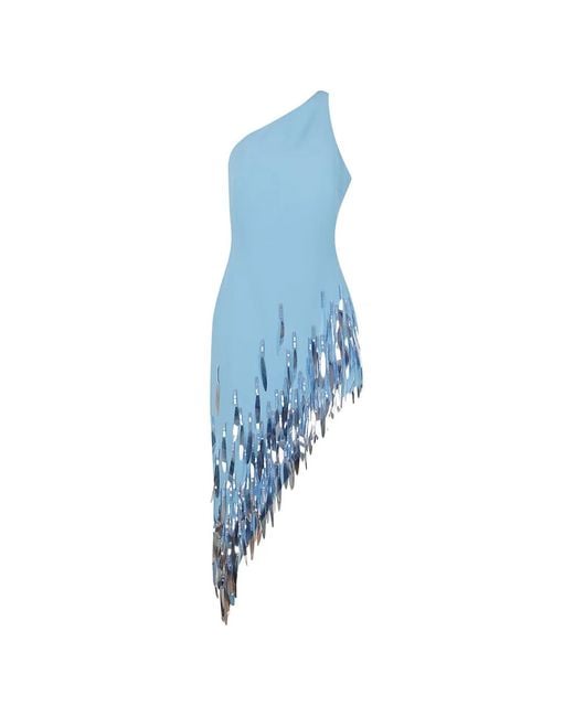 David Koma Blue Sequin-Embellished Asymmetrical Mini Dress