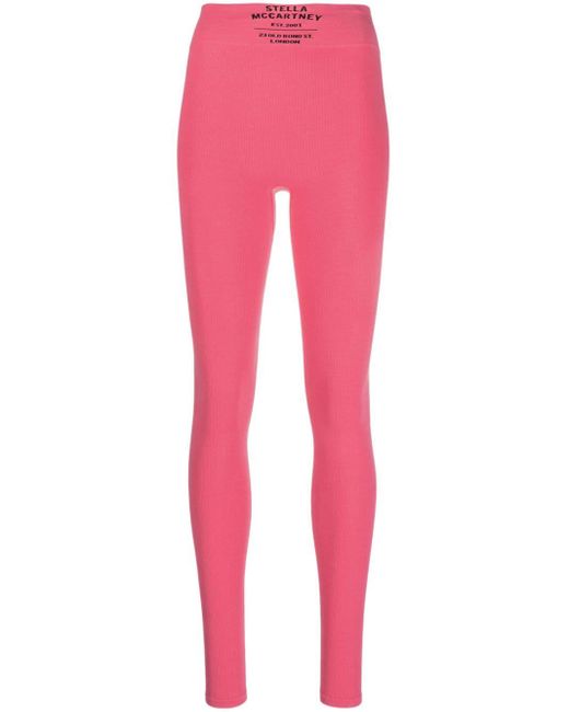 Stella McCartney Pink Logo-print Ribbed leggings
