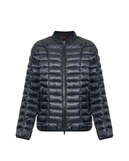 DIESEL Blue Quilted Zip Jacket for men
