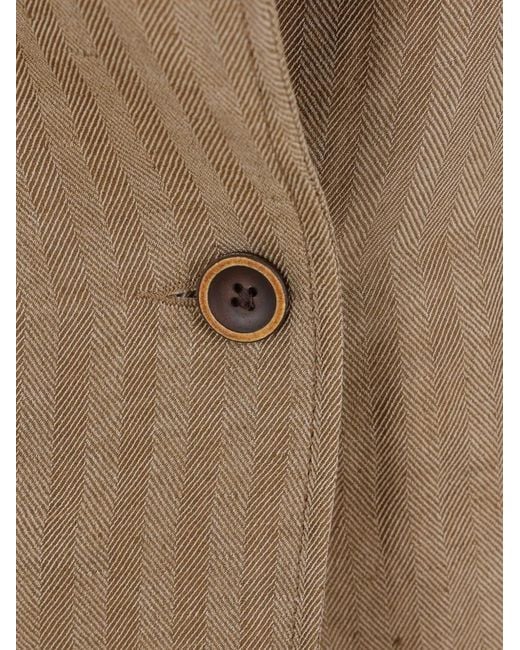 Uma Wang Brown Kylie Herringbone-Pattern Asymmetric Blazer