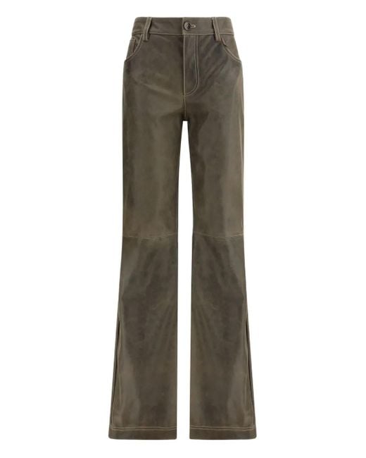 Etro Gray Flared leather trousers