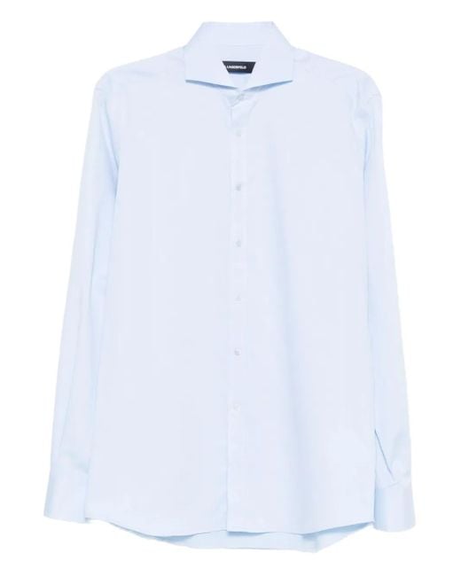 Karl Lagerfeld White Long-Sleeve Cotton Shirt for men