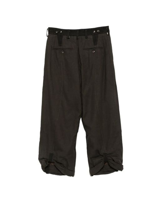 Ziggy Chen Black Herringbone-Pattern Panelled Trousers for men