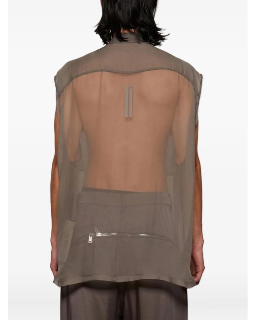 Rick Owens Gray Sheer Sleeveless Shirt for men