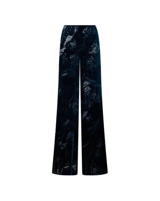 Alberta Ferretti Blue Abstrract-Print Palazzo Pants