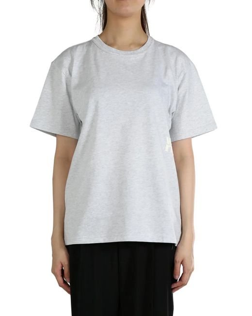 Alexander Wang Gray Essential Jsy Ss T-Shirt W/ Puff Logo & Bound Neck Clothing